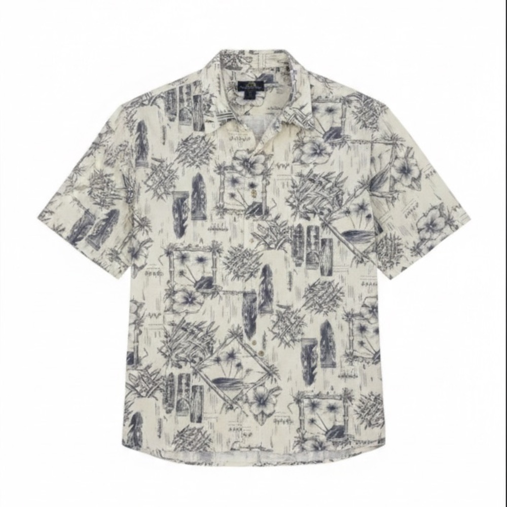 Newport Blue Vintage Style Aloha Shirt XL Cotton Rayon Beach Vacation Top